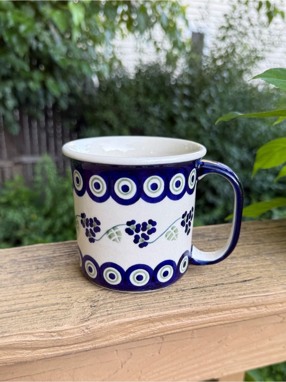 Polish Pottery Mug Handle Floral Boleslawiec Stoneware Manufaktura w Bolesławcu
